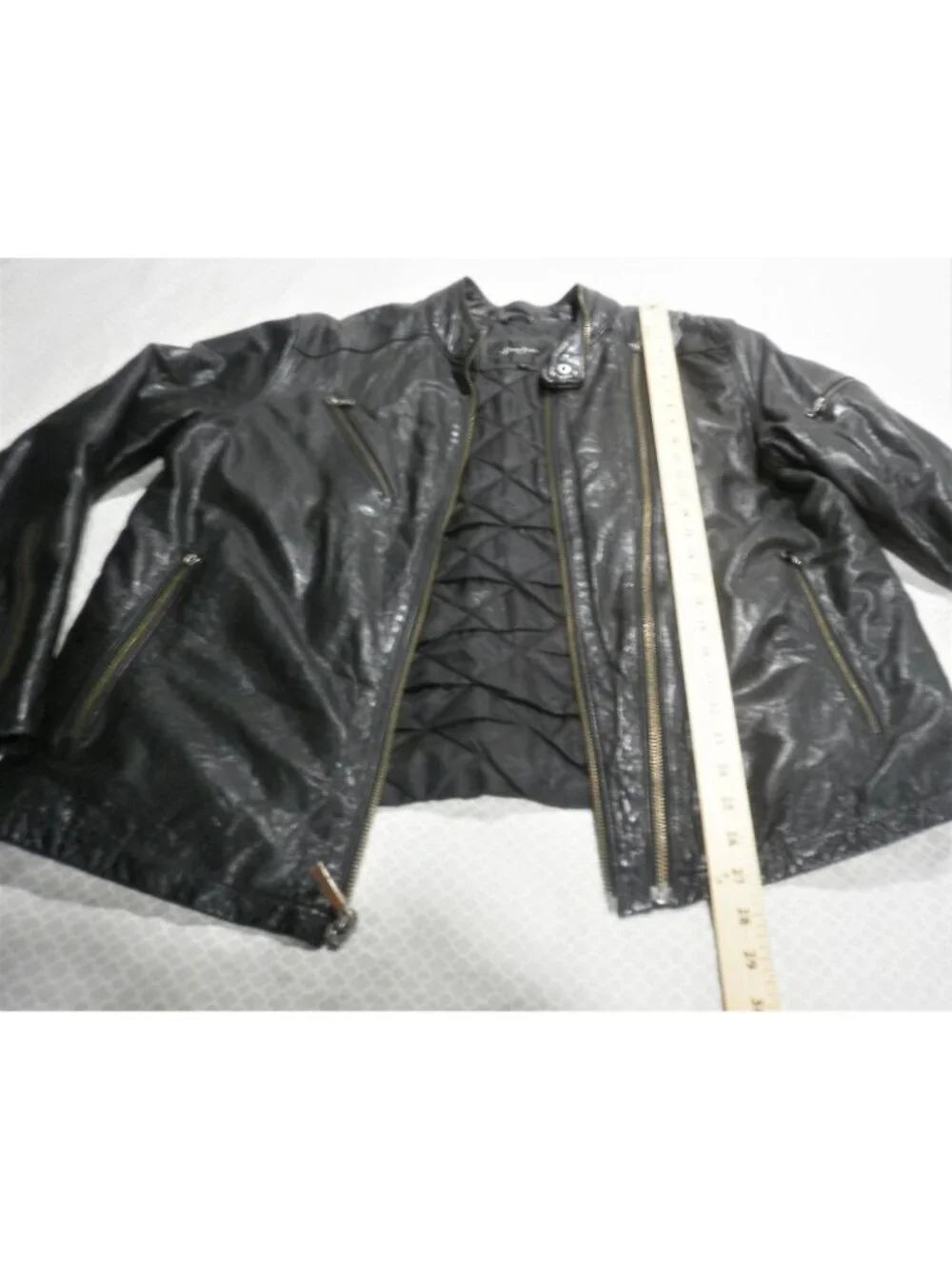 Vintage Retro Sean John Leather  Biker Jacket Men's Size XL Zippers